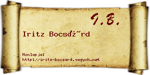 Iritz Bocsárd névjegykártya